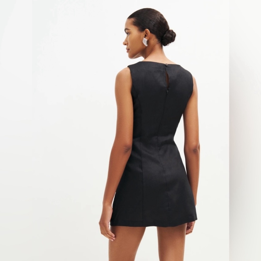 NEW Reformation Citron Sleeveless Linen Mini Dress in Black | size 4 - Picture 3 of 9